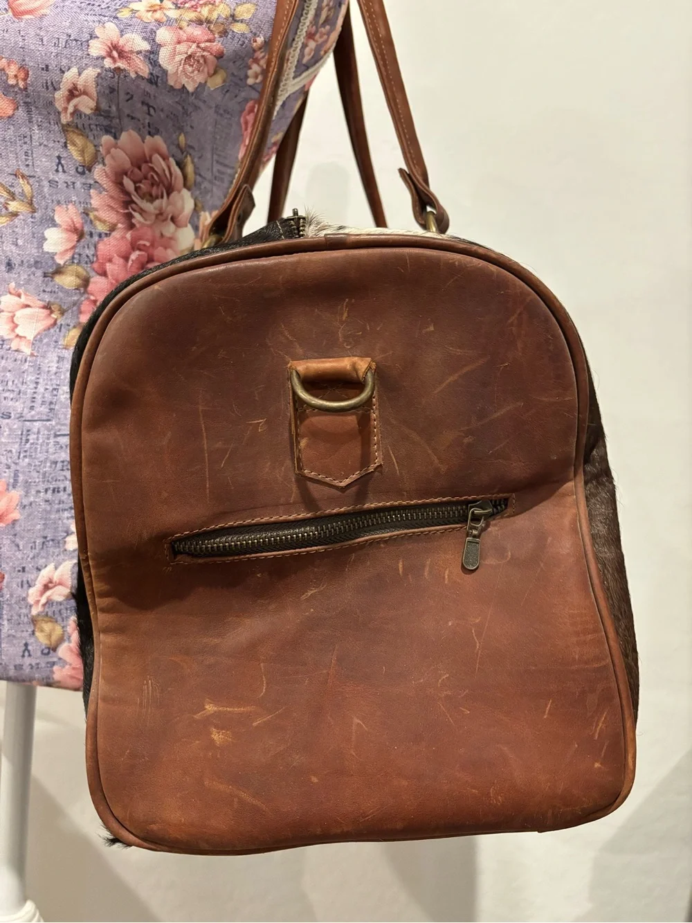Genuinos Olmos Mexican Leather and Cowhide Travel Duffle Bag